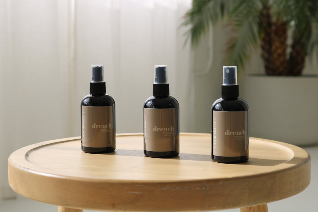 eliminate the spray tan smell with drench hydration spray